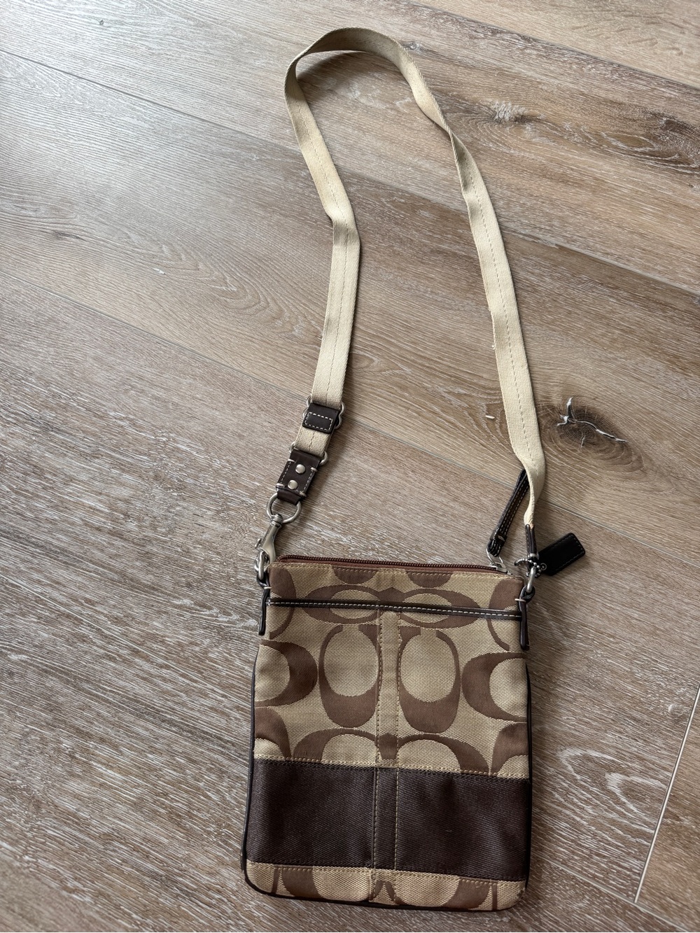 Coach Brown Patterned Canvas Crossbody Bag